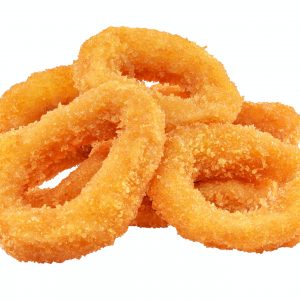 Squid or onion rings isolated