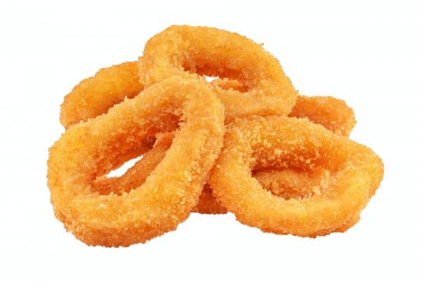 Squid or onion rings isolated